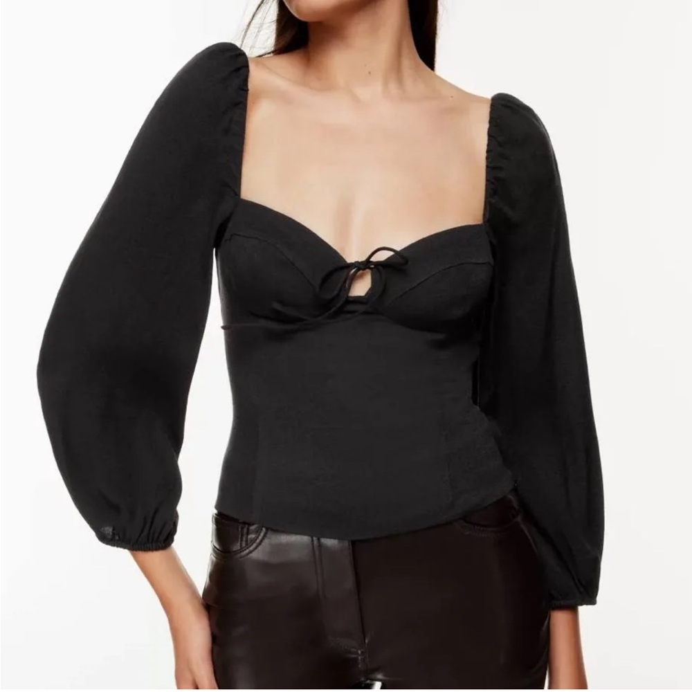 Aritzia Novella Blouse Long Sleeve Black Size XS Worn Twice